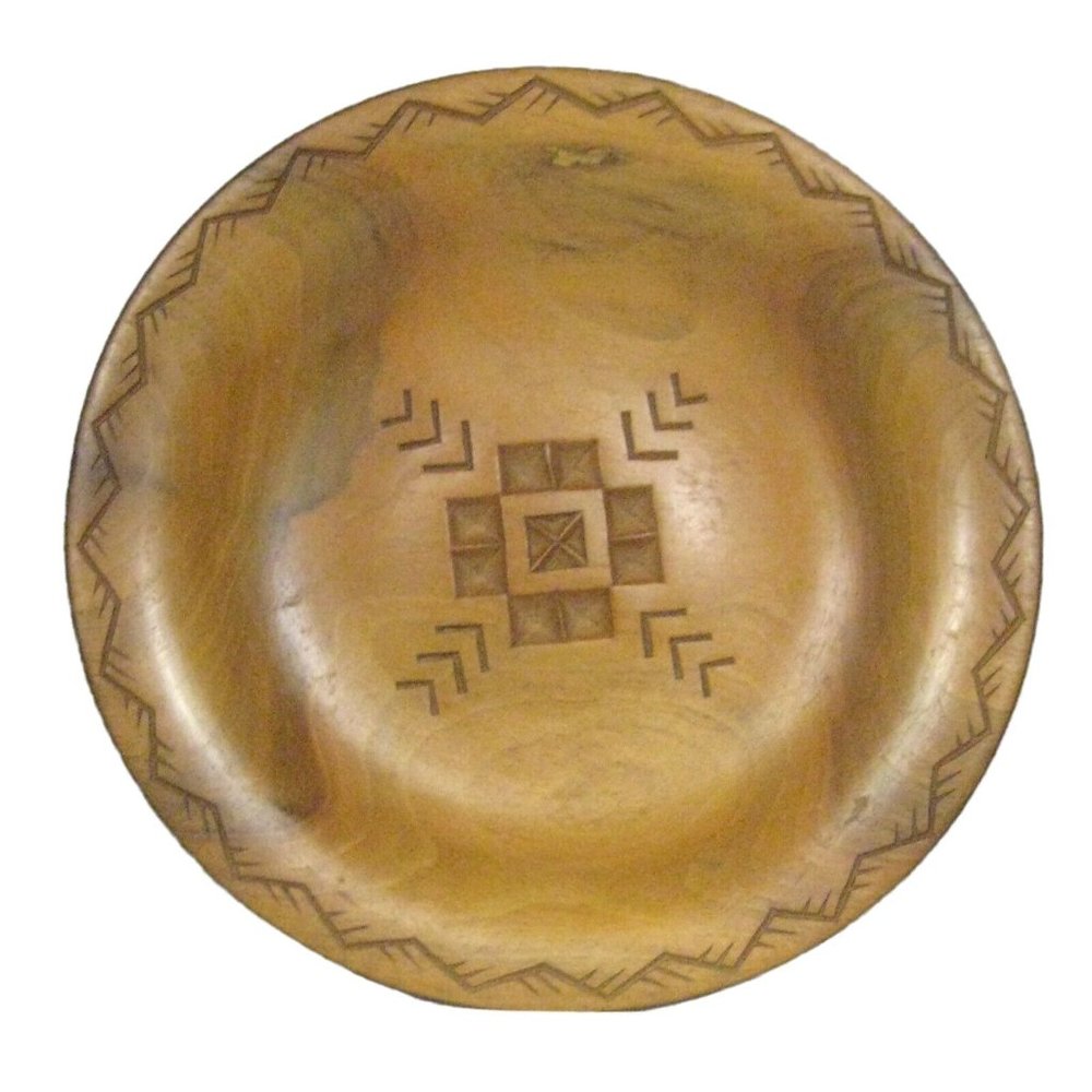 Wooden Plate Hand Made Home Decor Wall Hanging 9 in Wood Trinket Carved